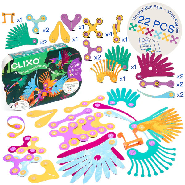 Clixo Tropical birds pack contents