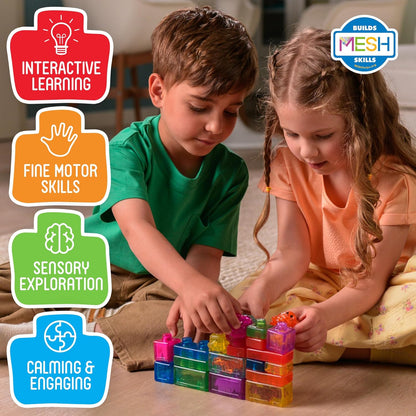 Children playing with Jelly Blox stretchy sensory blocks