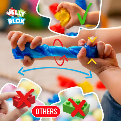 Jelly Blox compared with solid blocks