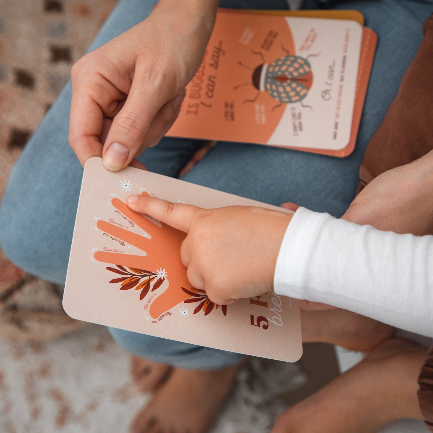 Child tracing hand breathing