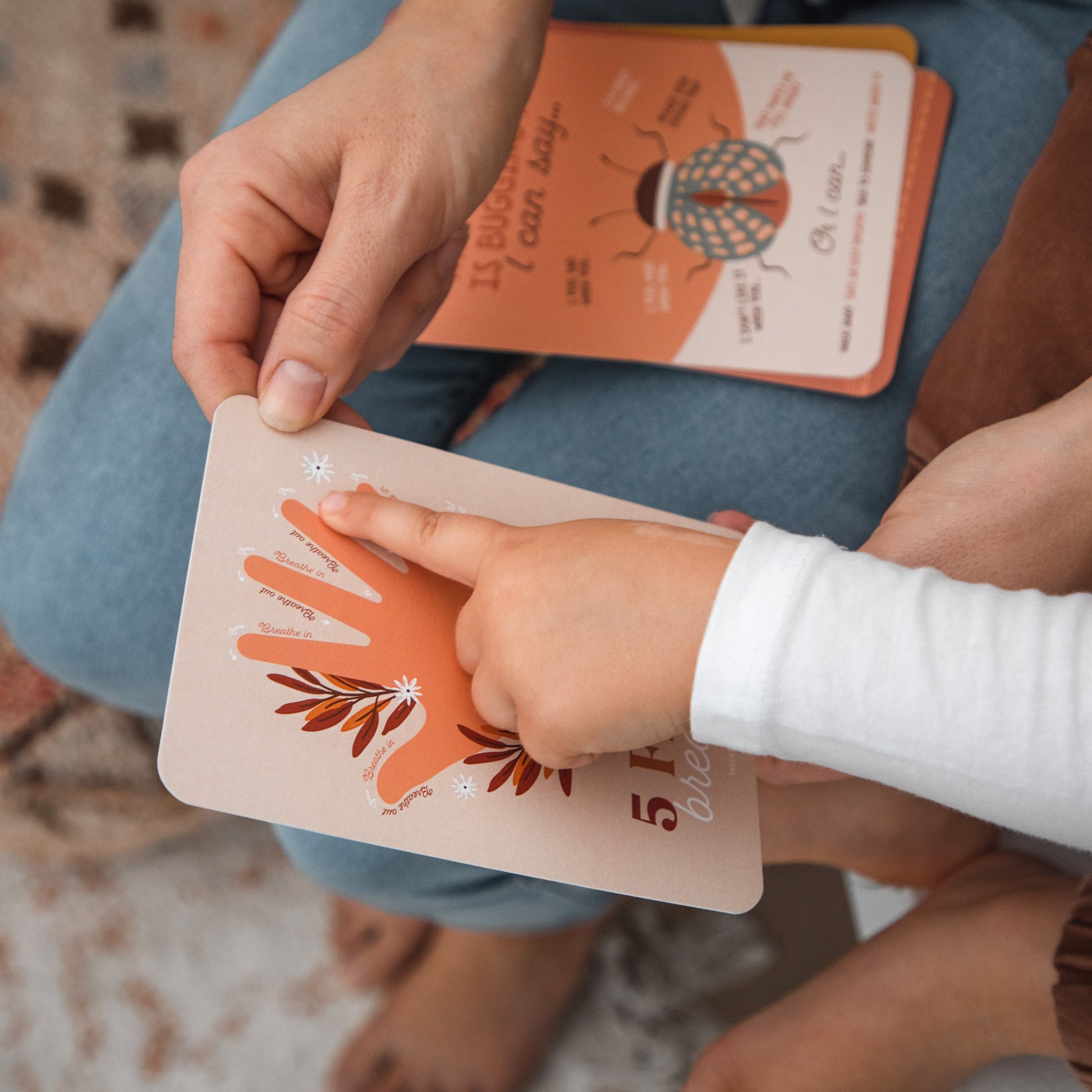Child tracing hand breathing