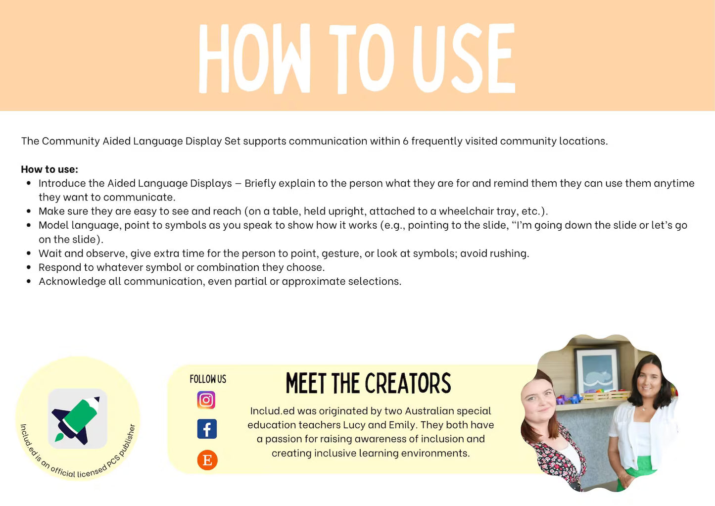 Out in the Community Aided Language Display Set How to use