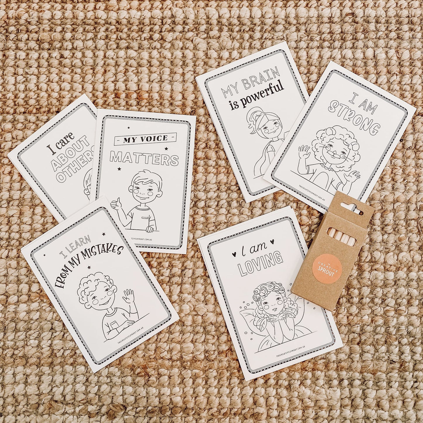 Creative Sprout Affirmations Colouring Cards examples