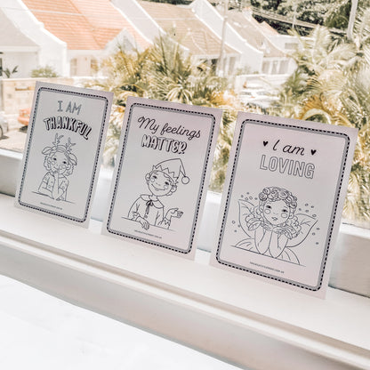 Creative Sprout Affirmations Colouring Cards on display