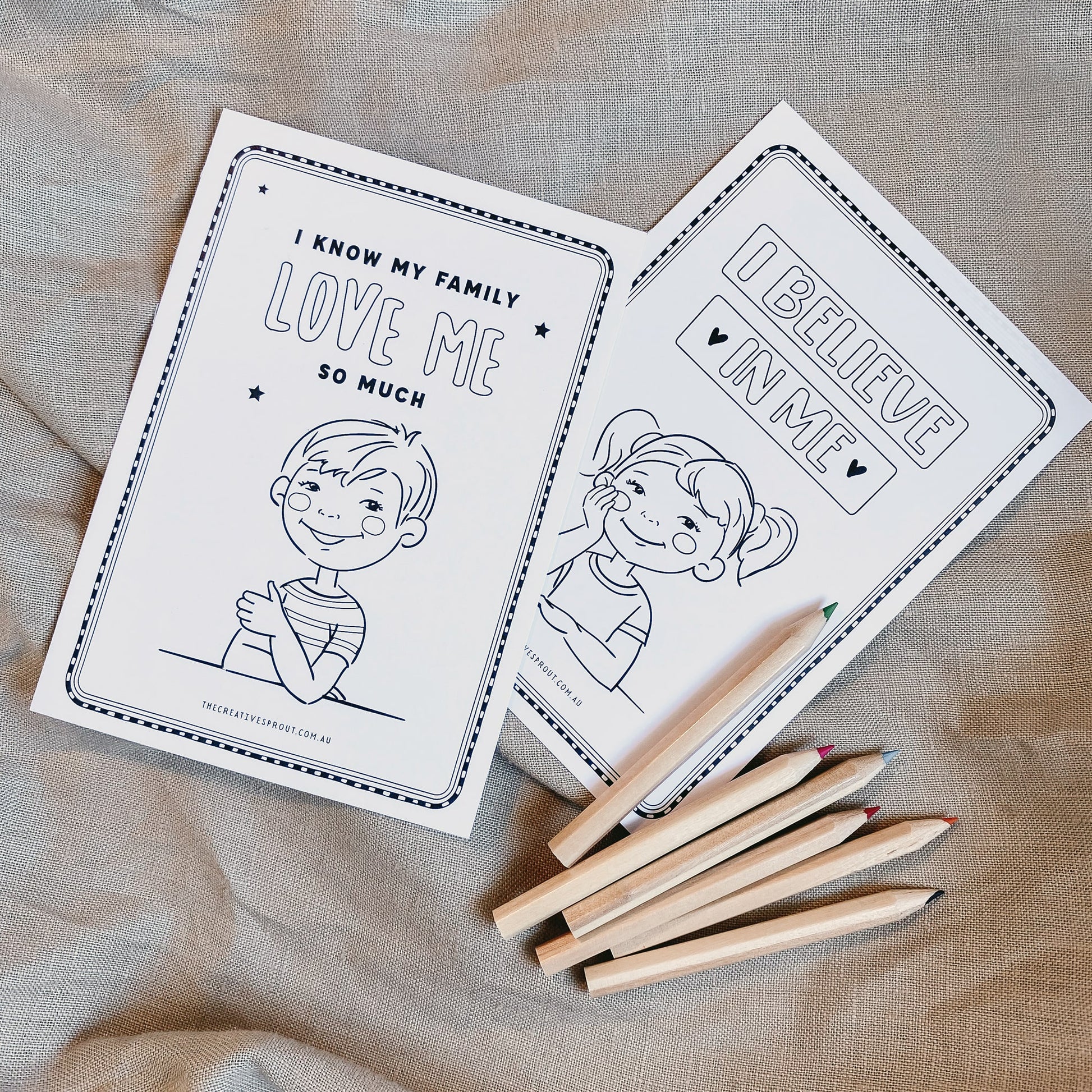 Creative Sprout Affirmations Colouring Cards with pencils