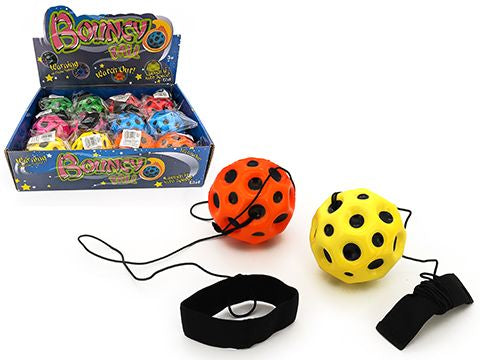 Bouncy Dimple Ball on Elastic String with Wrist Strap Boomerang Ball