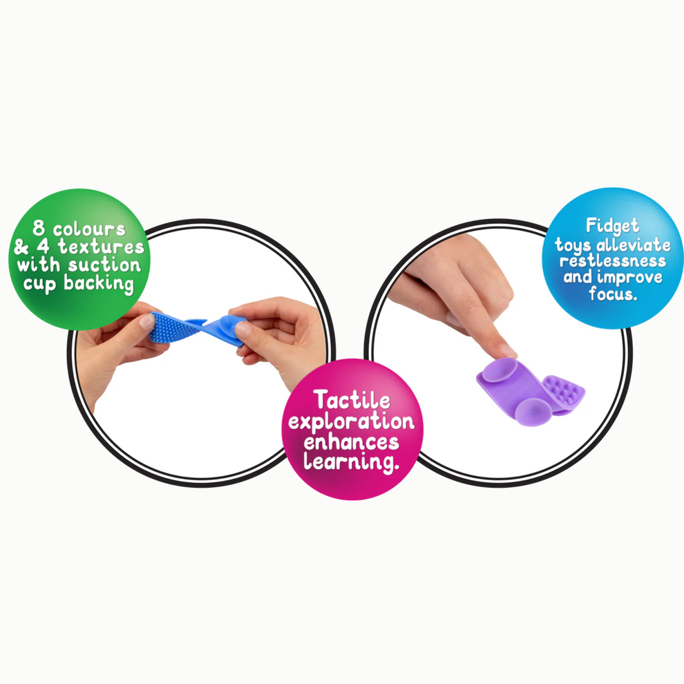 Textured Fidget Strips Set of 8 | Cleanable, Quiet Fidget – Sensory Street
