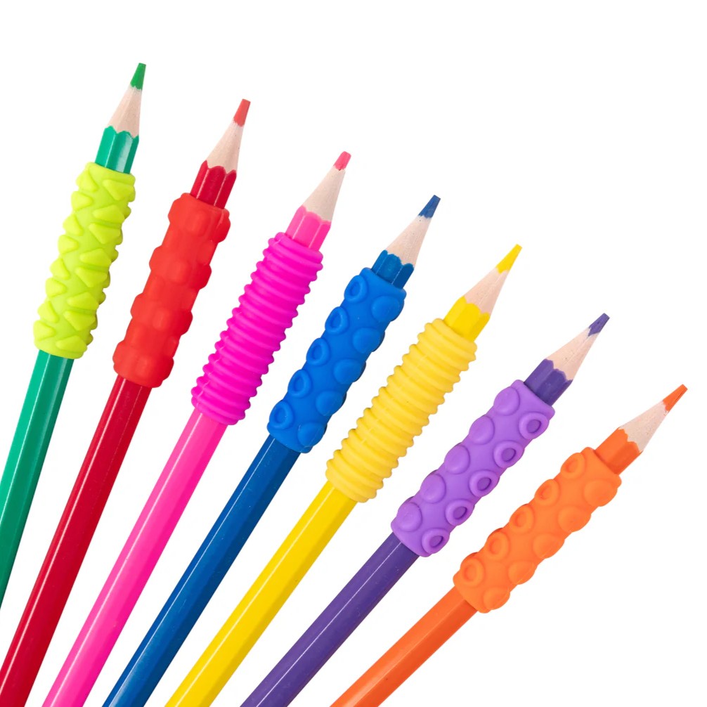 Sensory Sprouts Textured Pencil Grips on pencils