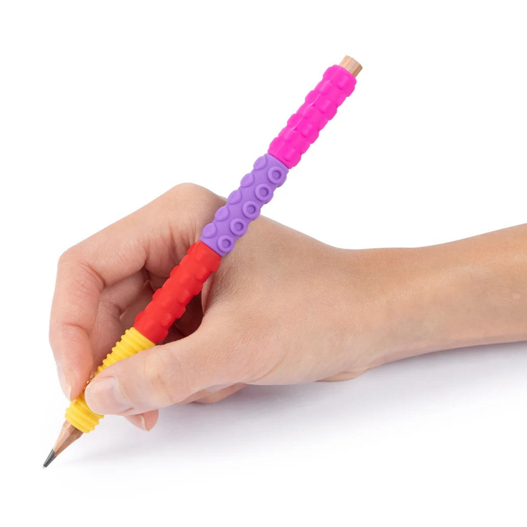 writing with Sensory Sprouts Textured Pencil Grips 