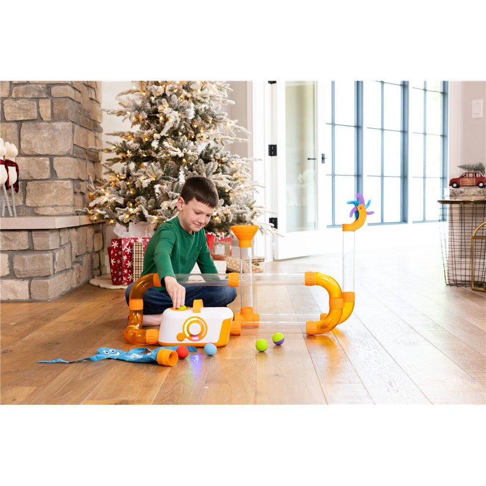 Boy playing with Air Toobz Whirlwind Set