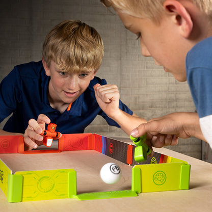 kids playing Foosbots Stadium Battle Set arena