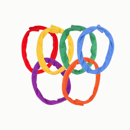 Fabric chews looking like the olympic rings