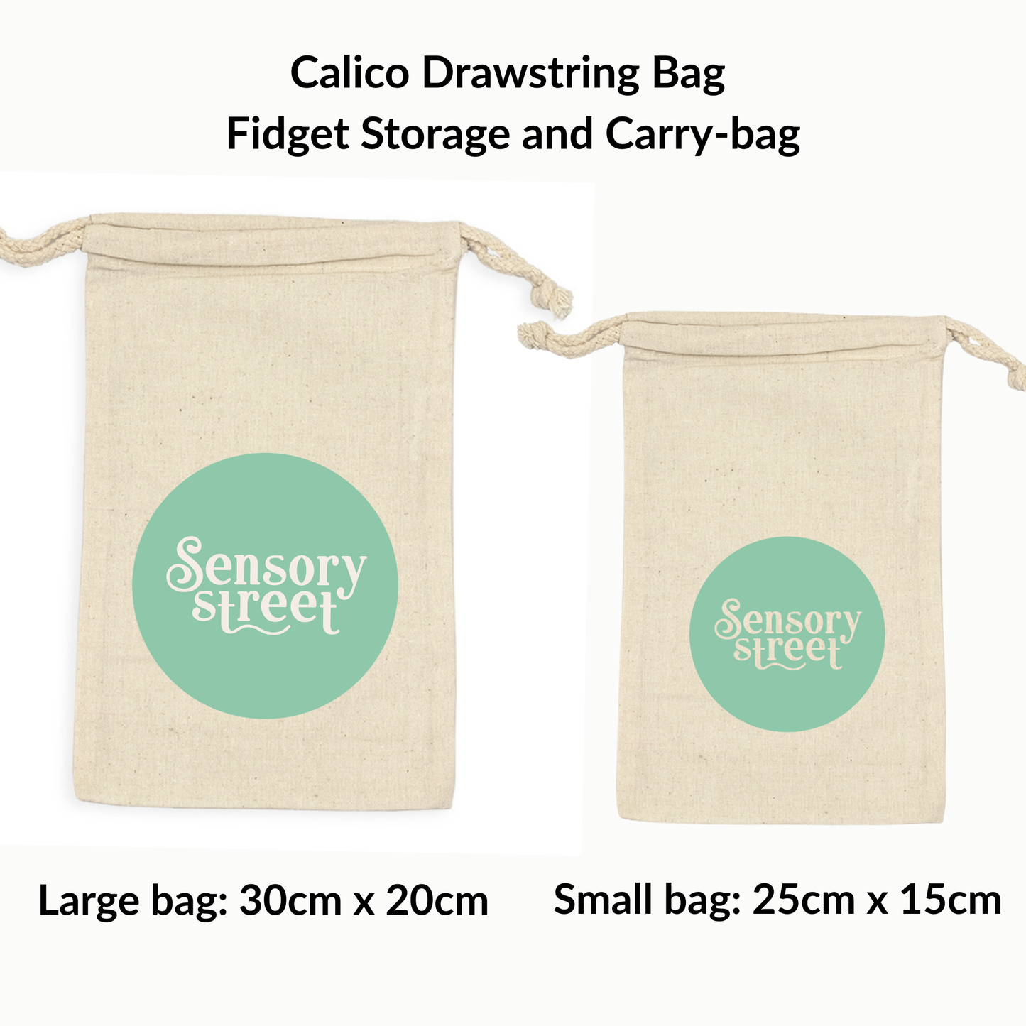 Fidget Storage Bag Calico Drawstring