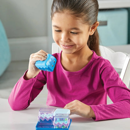 Girl playing with Cool Down Cubes set of 4