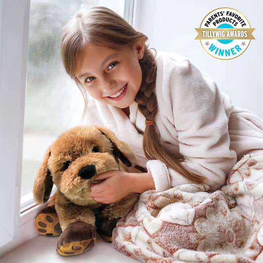 Girl with Theo the therapy dog