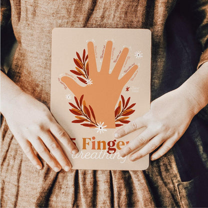 Girl holding Calm Down Cards