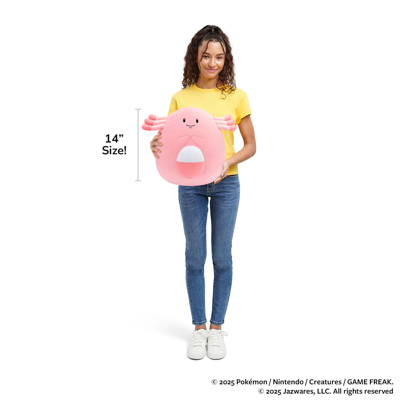 gIRL HOLDING Pokemon Squishmallow plush