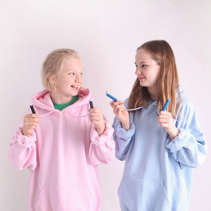 Girls with chubes multifunctional sensory chews chewigem on hoodie