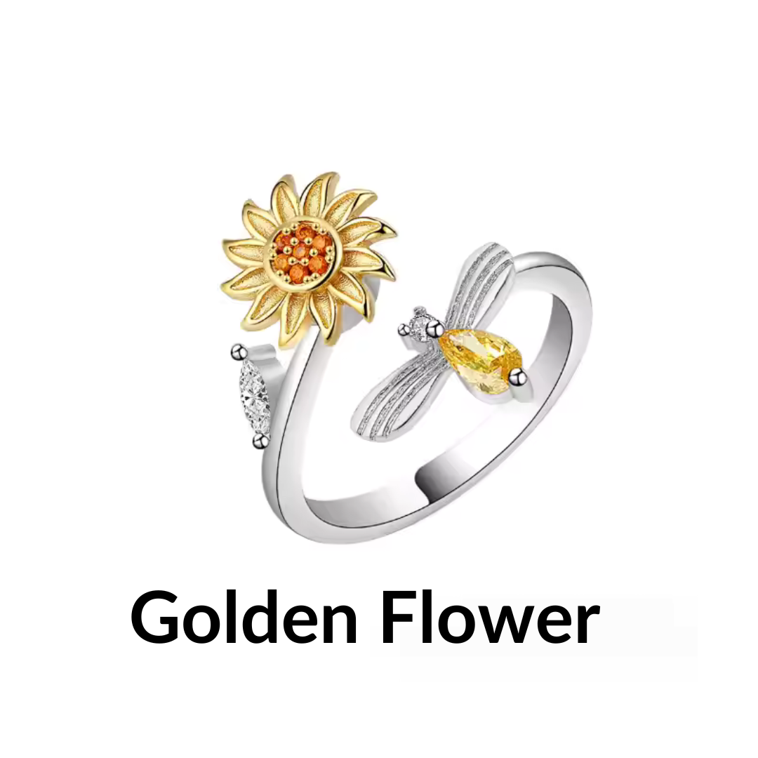 golden flower fidget ring