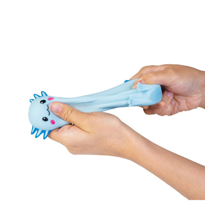 Pullie Pals Stretch Axolotl blue being stretched