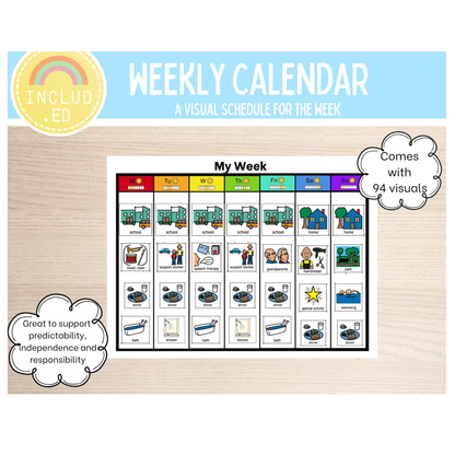 Included Education Weekly Calendar Visual Aid