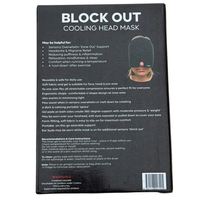 Kaiko Cooling Gel Head blockout mask back of box