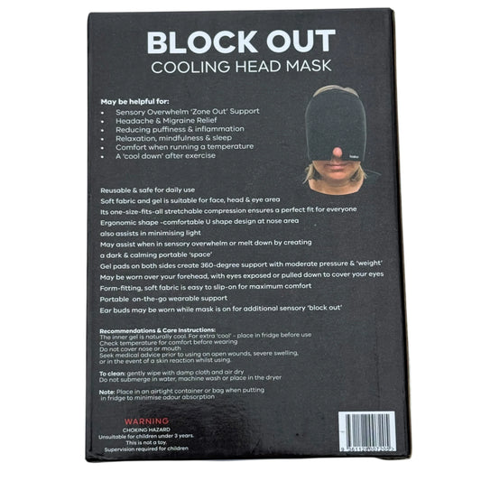 Kaiko Cooling Gel Head blockout mask back of box