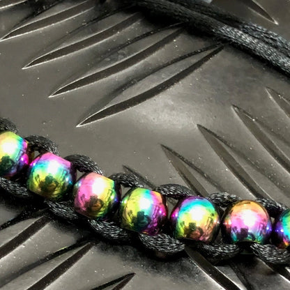 Kaiko Caterpillar Necklace Oil Slick beads