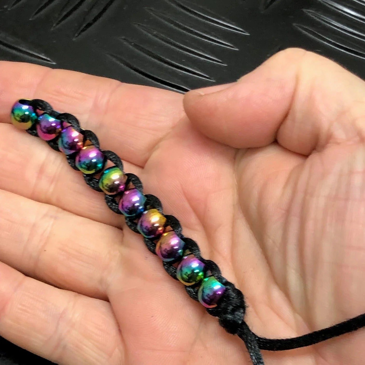 Caterpillar hand fidget Oil slick beads