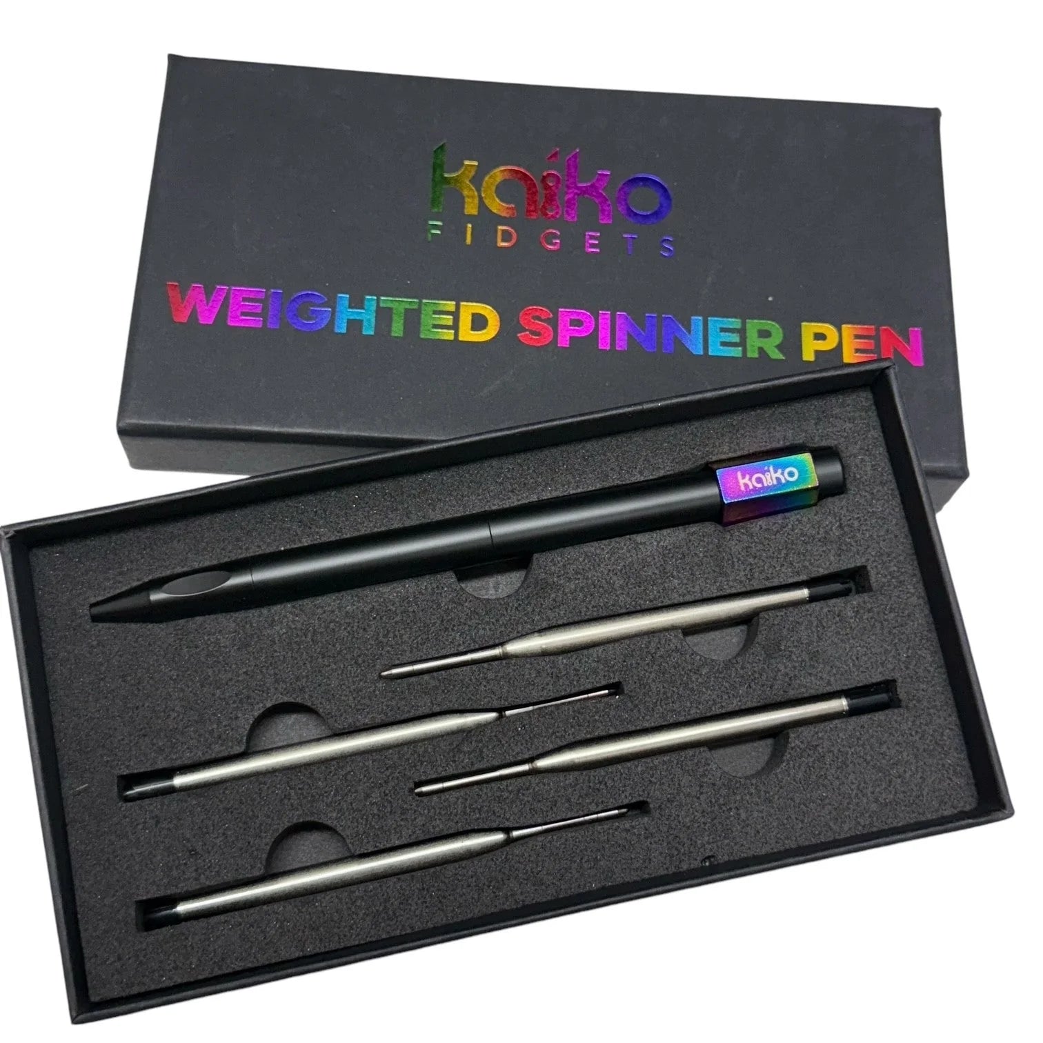 Kaiko Weighted Spinner Pen Oil Slick in box