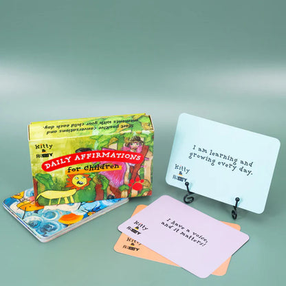 Kitty and Raffy Affirmations Cards Deck and stand