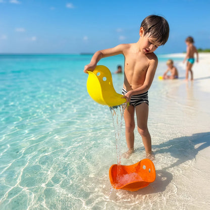 Child playing with Bilibo midi at the beach