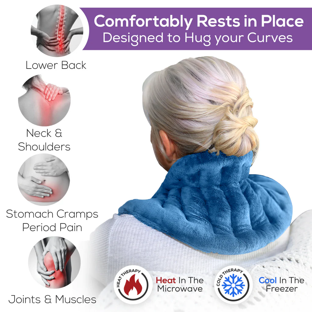 Microwaveable Heat Pack Medium Blue around neck