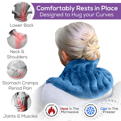 Microwaveable Heat Pack Medium Blue around neck