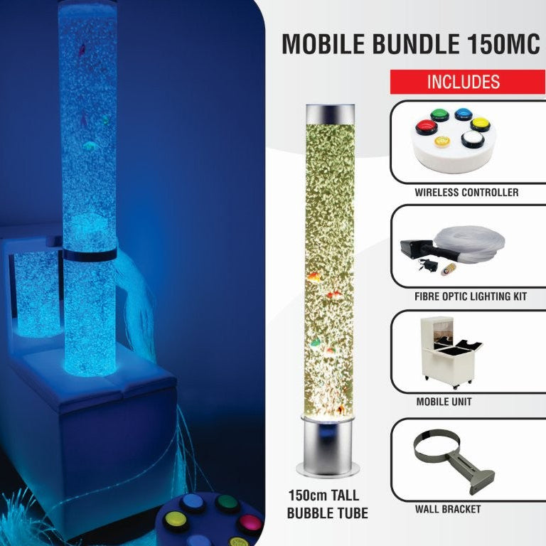 Luponds Sensory Bubble Column Mobile Unit with wireless controller and fibre optics lighting