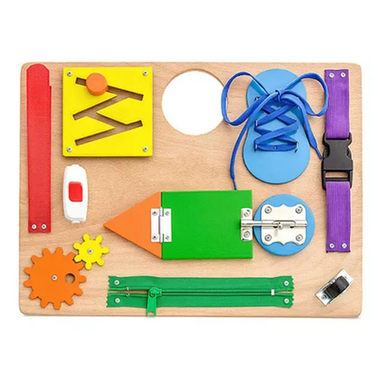 Montessori Wooden Activity Board Blue Front