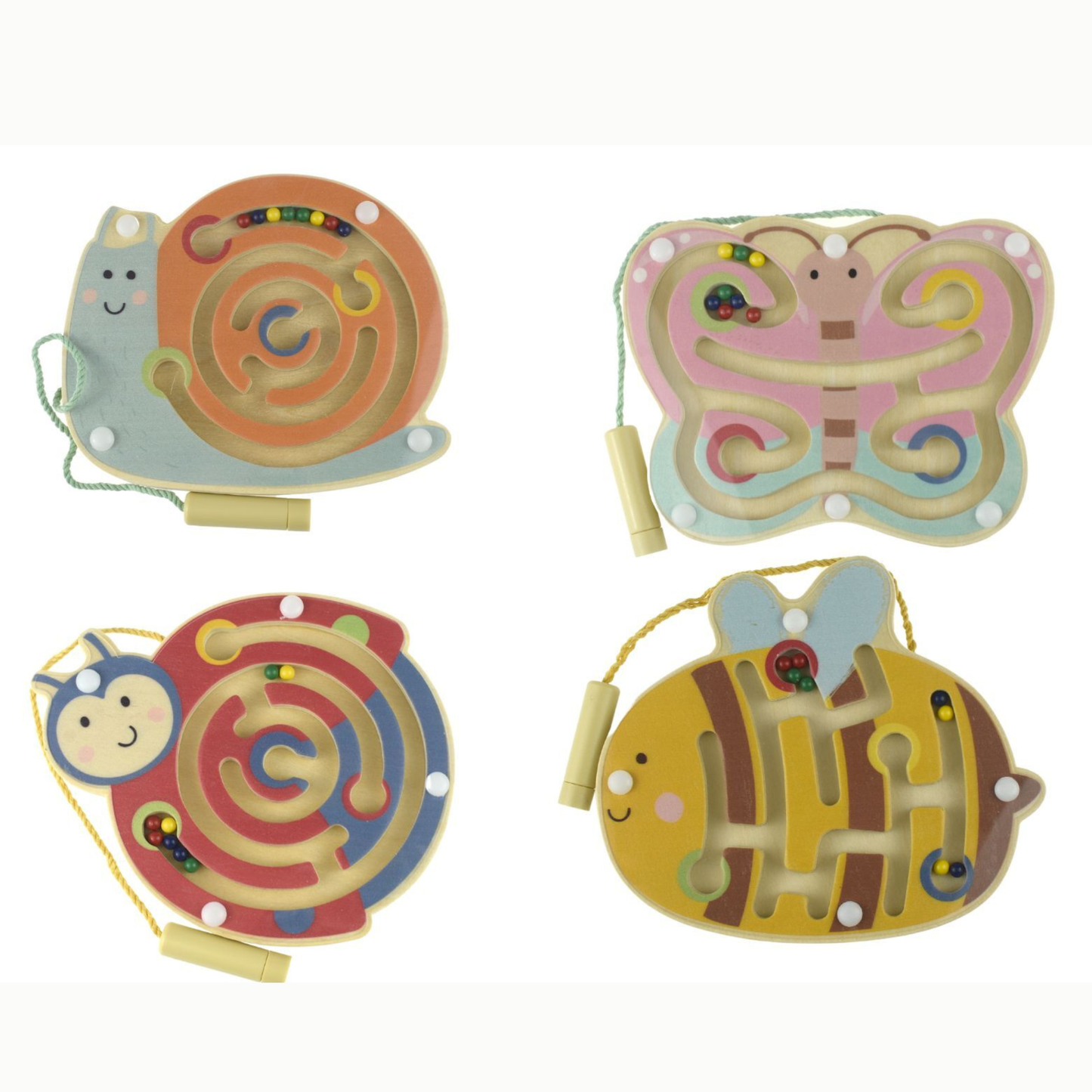 Wooden Labyrinth Insect shape all images snail, ladybird, butterfly, bee