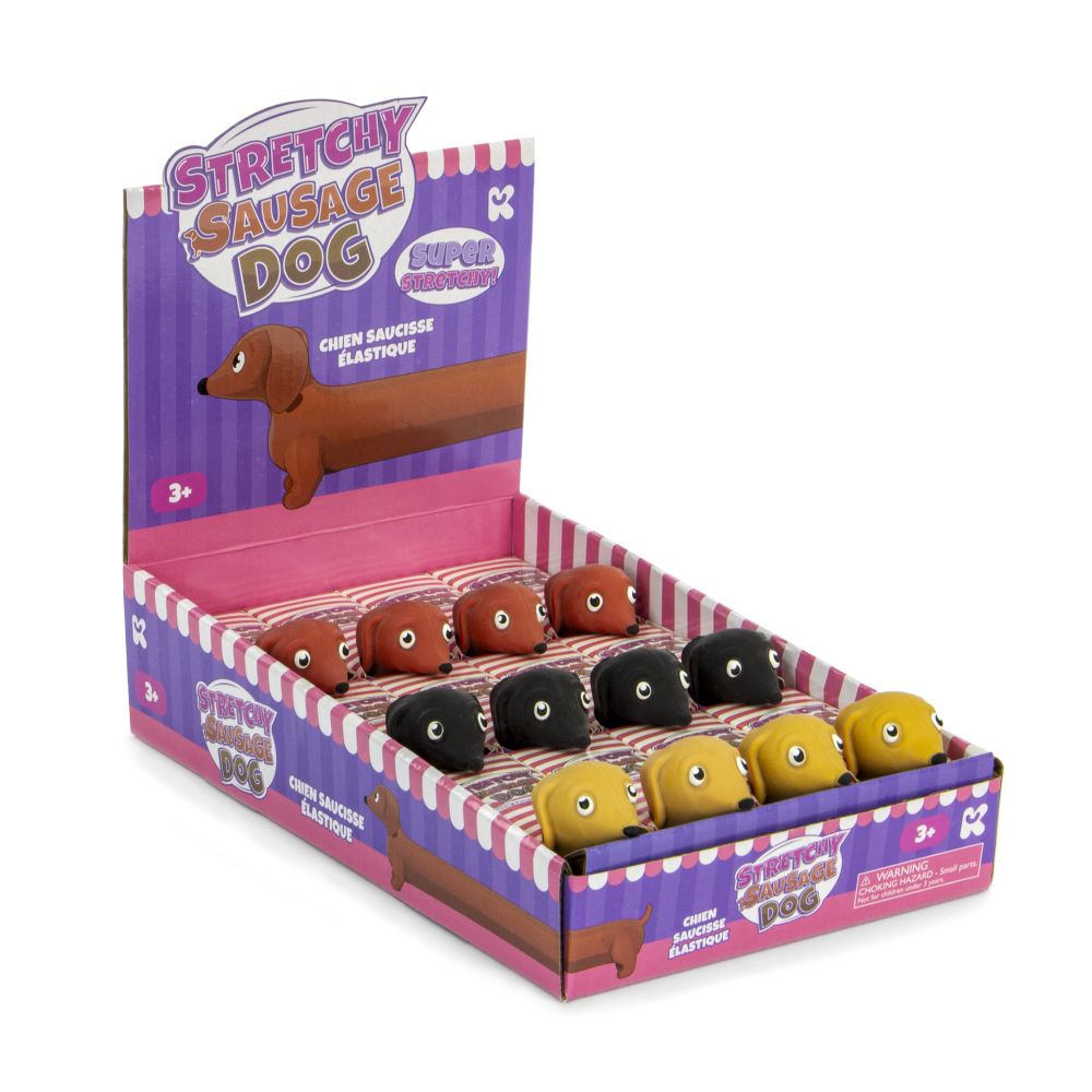 Stretchy Sausage Dog Fidget all colours in box