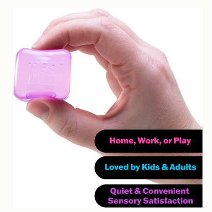 NeeDoh Nice Ice Baby Teenie  purple cube in hand