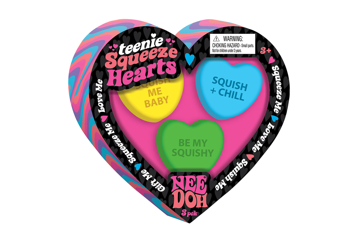 Nee Doh Teenie Squeezie hearts yellow blue green