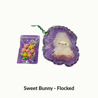 cute white bunny squisy taba flocked