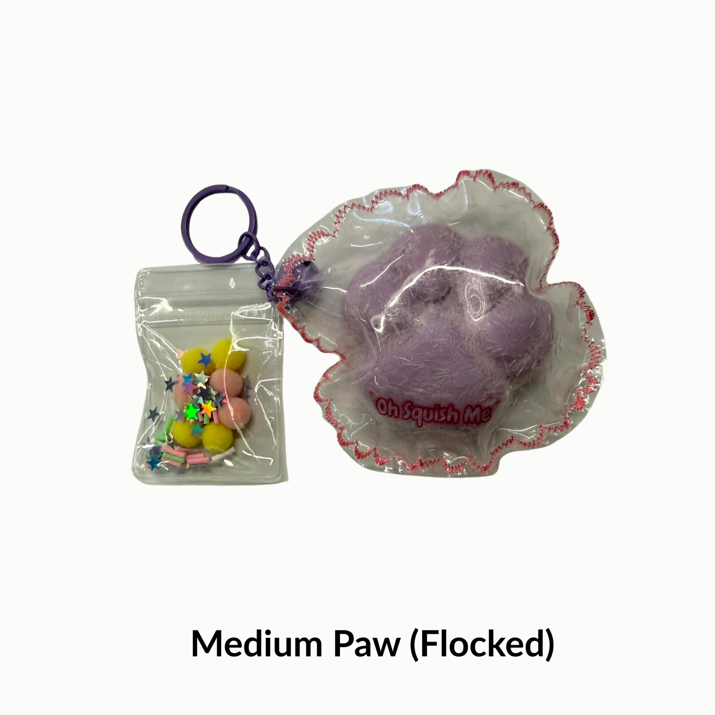 medium paw squishy flocked purple