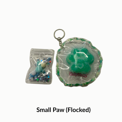green flocked paw squishy