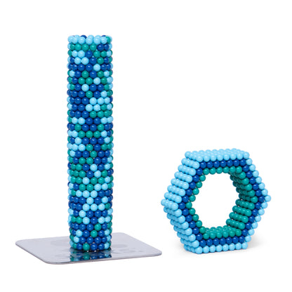 Speks Pixel Magnetic Ball Fidget Blue tower and hexagon
