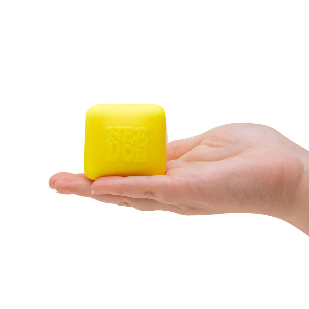 Nee Doh Colour Change Cube yellow on hand