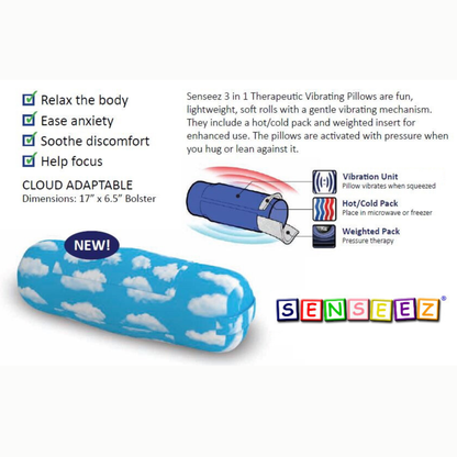 Senseez Vibrating Cushions Adaptables Weighted with Hot and Cold Pack Cloud features