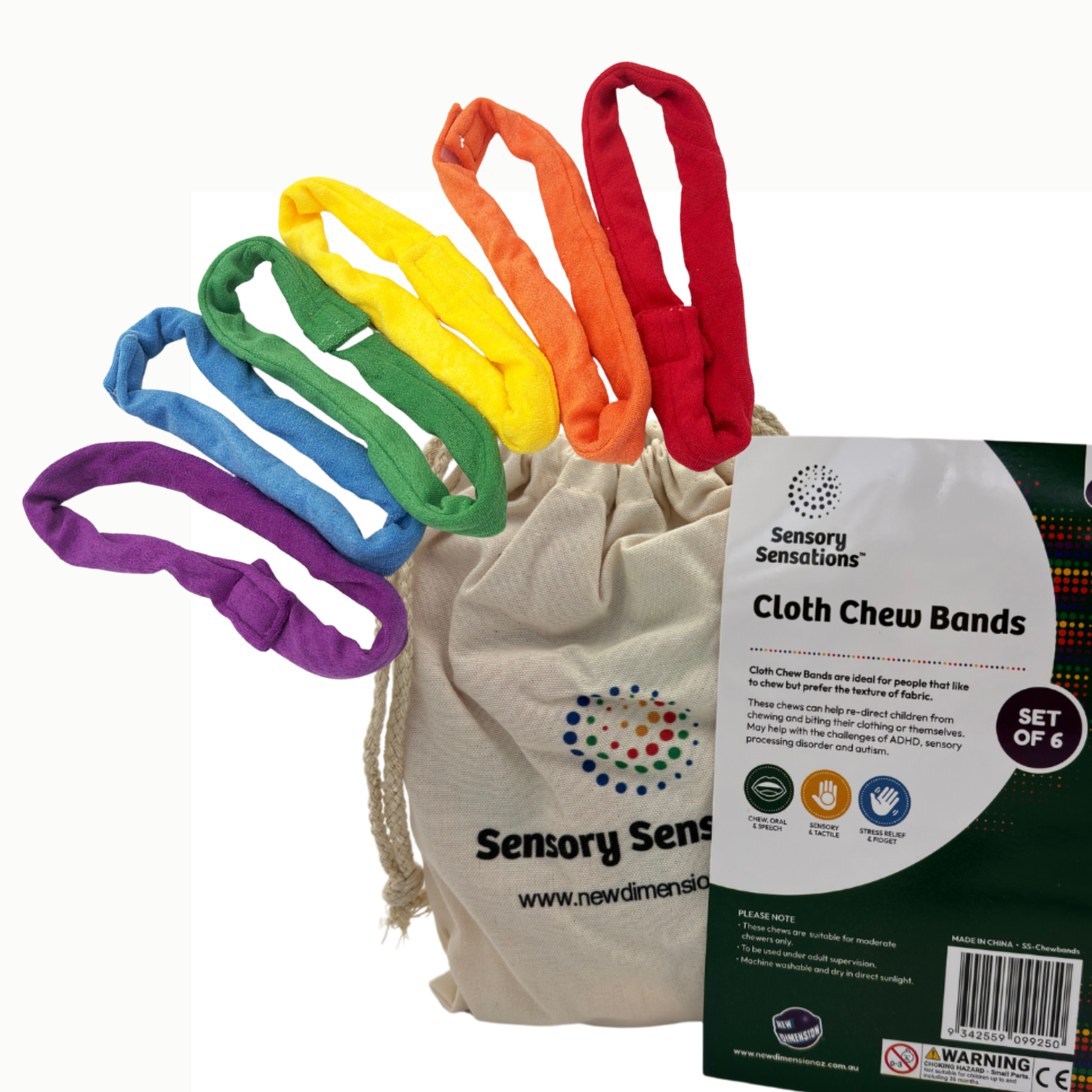 Sensory Sensations Fabric Chewbands Set of 6