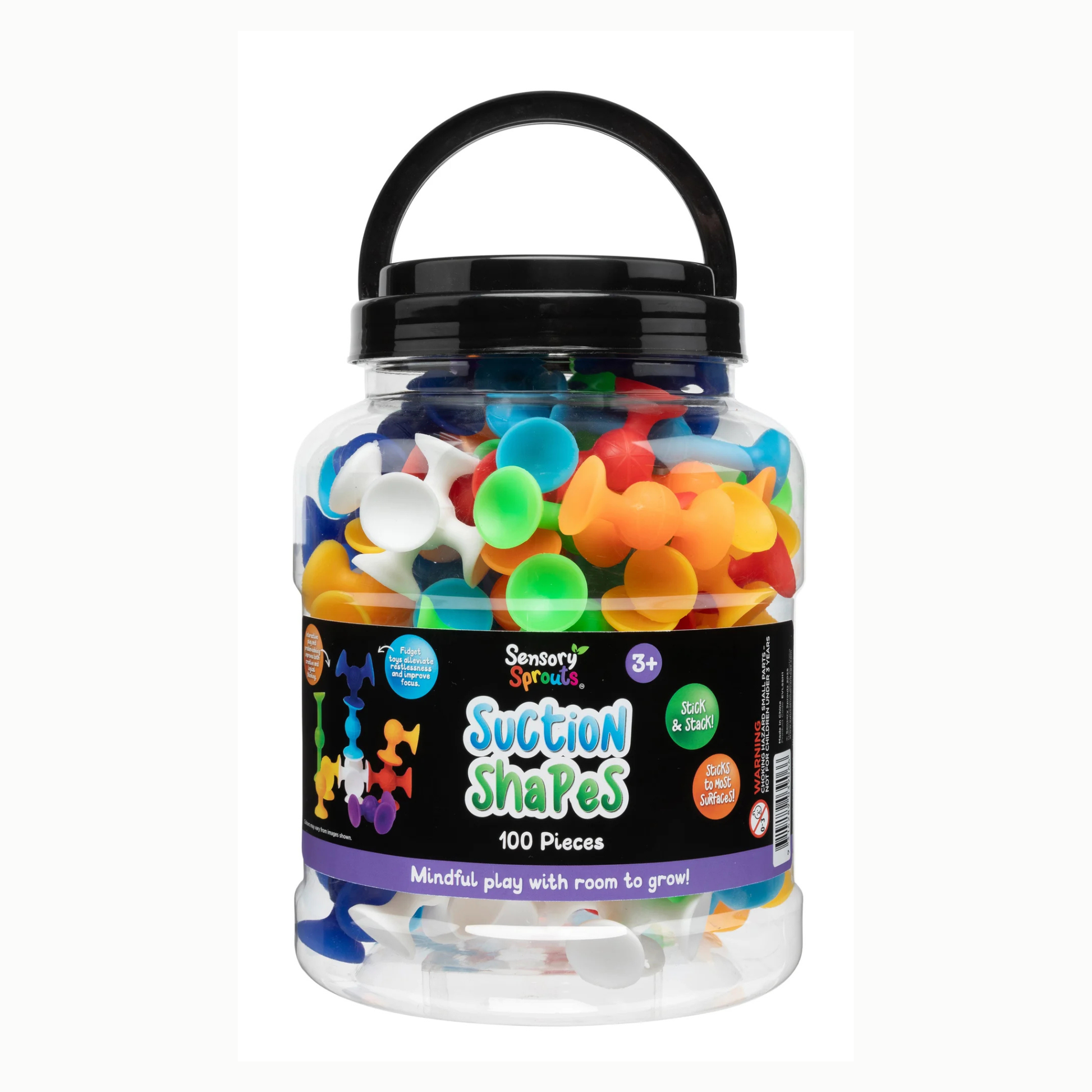 Sensory Sprouts Suction Shapes Jar of 100