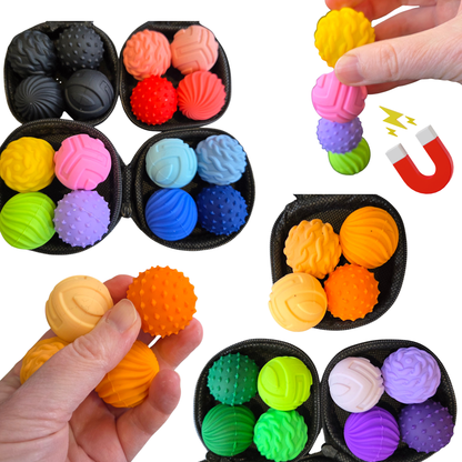 Magnetic Silicone Tactile Fidget Balls – 4 Pack