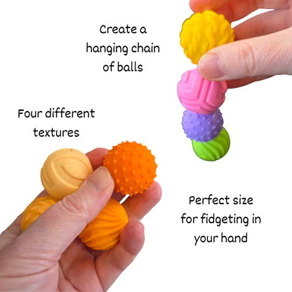 Magnetic Silicone Tactile Fidget Balls – 4 Pack